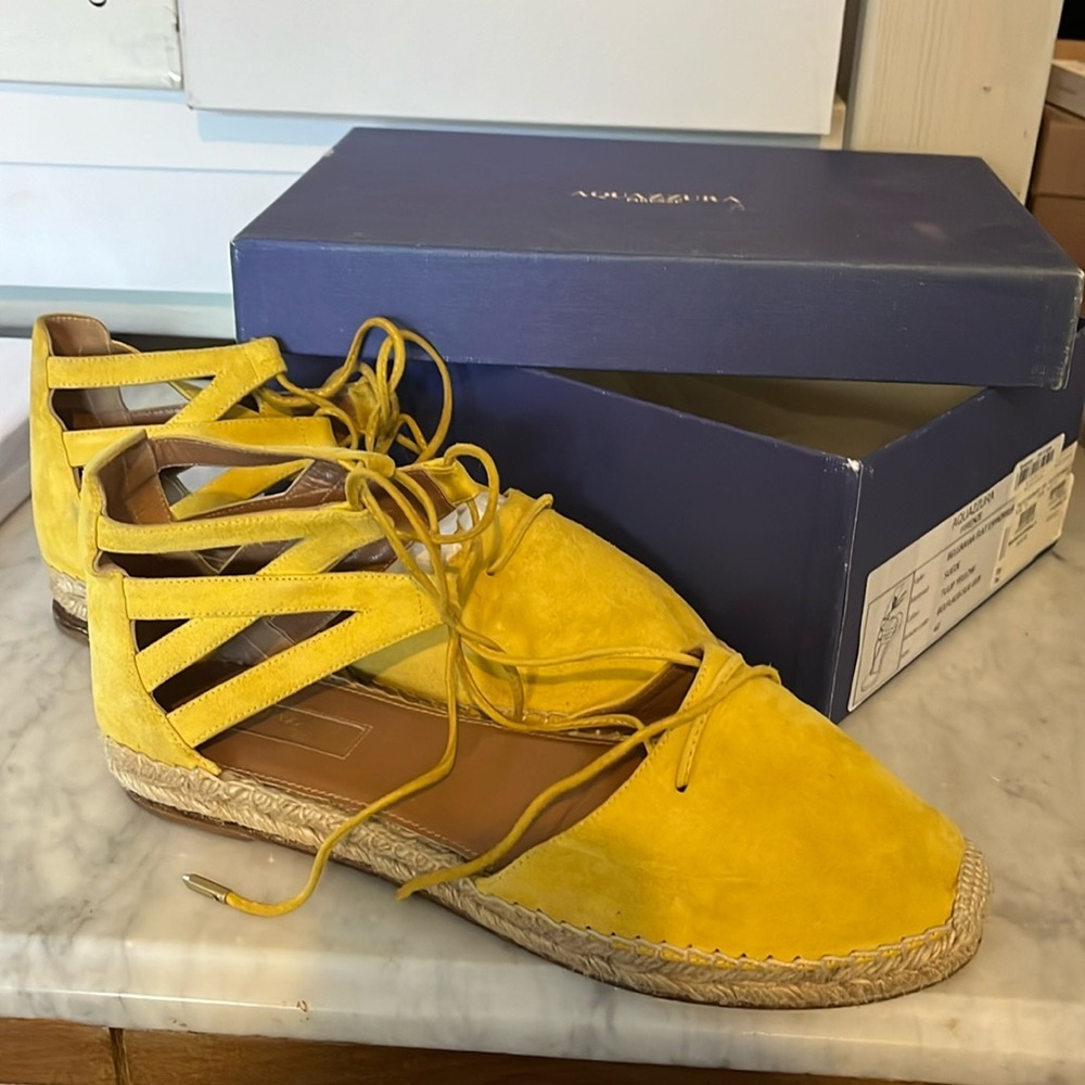 Aquazzura belgravia flat Espadrilles Suede tulip yellow